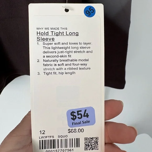 NWT Lululemon Hold tight Long Sleeve ribbed Top Chocolate Sz 12 - Picture 5 of 6